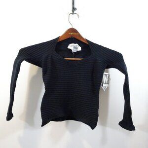 Wayne Rogers Silk Spandex Ribbed Square Neck Short Sleeve Sweater Size S Y2K